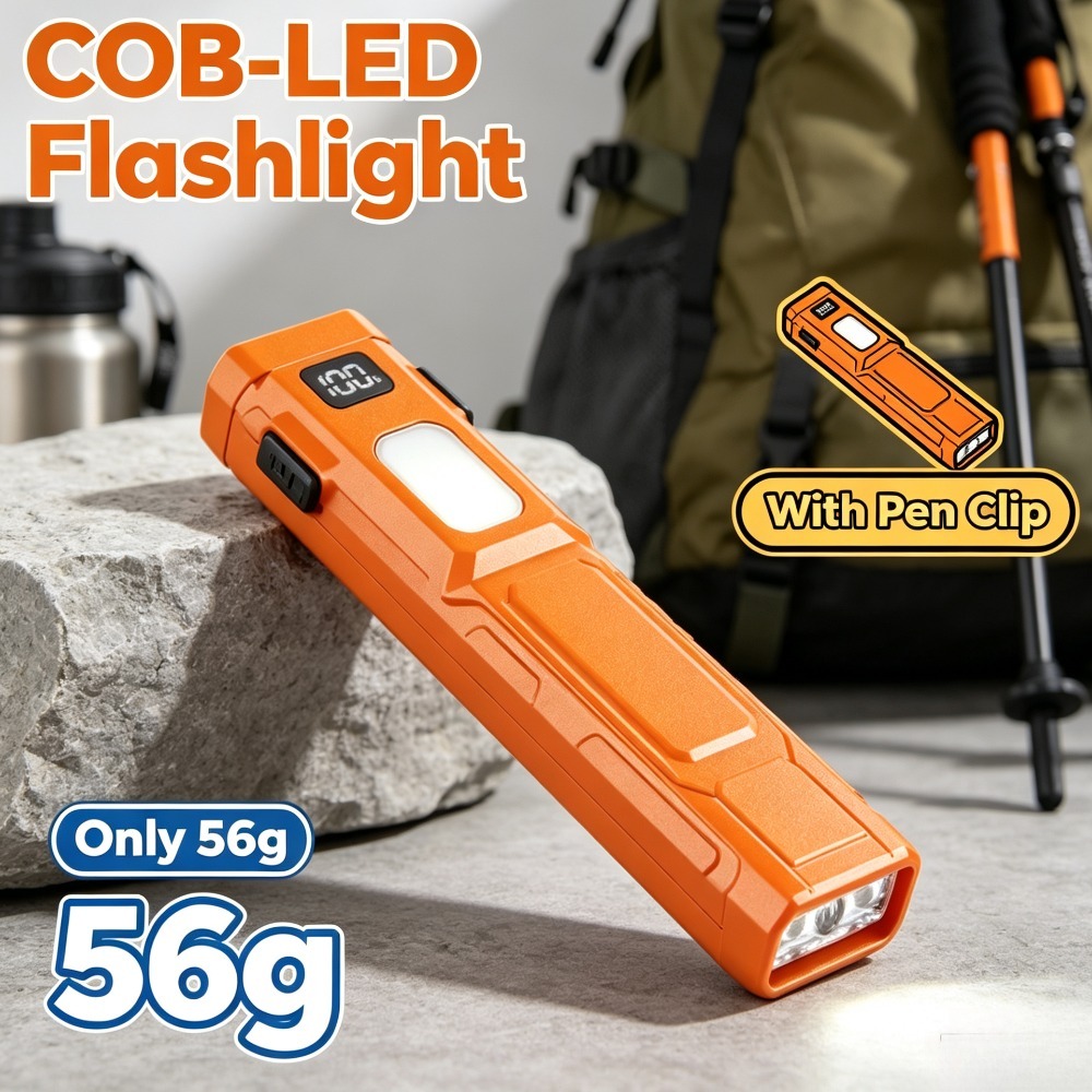 Outdoor Adventure Trips - Lanterna LED COB EDC com Clipe